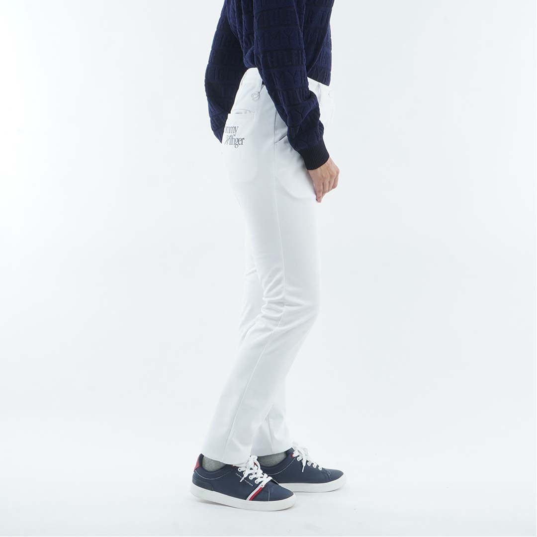  [トミー ヒルフィガー ゴルフ]TOMMY HILFIGER GOLF レディース ボンディング ロングパンツ THLA684 ホワイト　詳細4