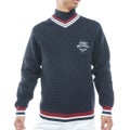 【吉田優利プロ着用（衿高6cm）】[トミー ヒルフィガー ゴルフ] TOMMY HILFIGER GOLF メンズ 撥水 Vネック チルデンニット　THMA651　ネイビー　詳細