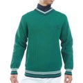 【吉田優利プロ着用（衿高6cm）】[トミー ヒルフィガー ゴルフ] TOMMY HILFIGER GOLF メンズ 撥水 Vネック チルデンニット　THMA651　グリーン　詳細