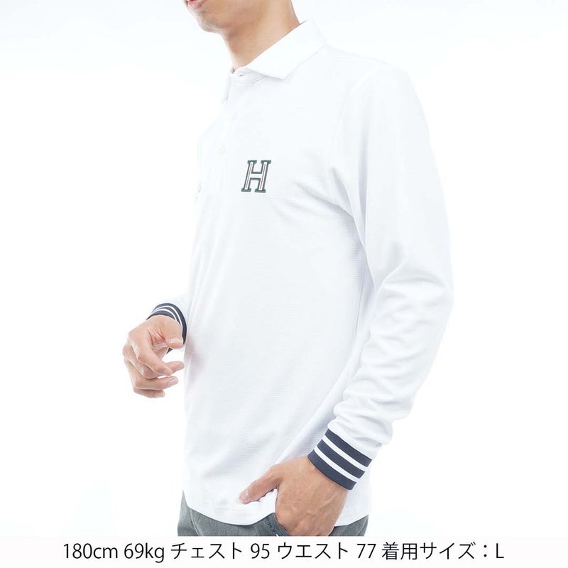 [トミー ヒルフィガー ゴルフ] TOMMY HILFIGER GOLF メンズ ワッフル 袖口リブ 長袖台衿付きシャツ　THMA654　ホワイト　詳細1