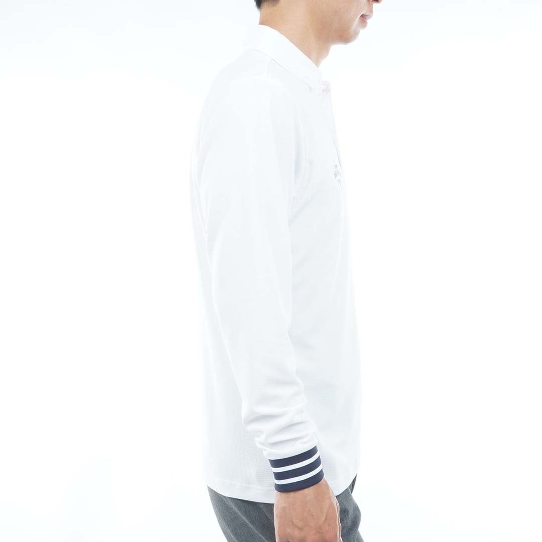 [トミー ヒルフィガー ゴルフ] TOMMY HILFIGER GOLF メンズ ワッフル 袖口リブ 長袖台衿付きシャツ　THMA654　ホワイト　詳細4