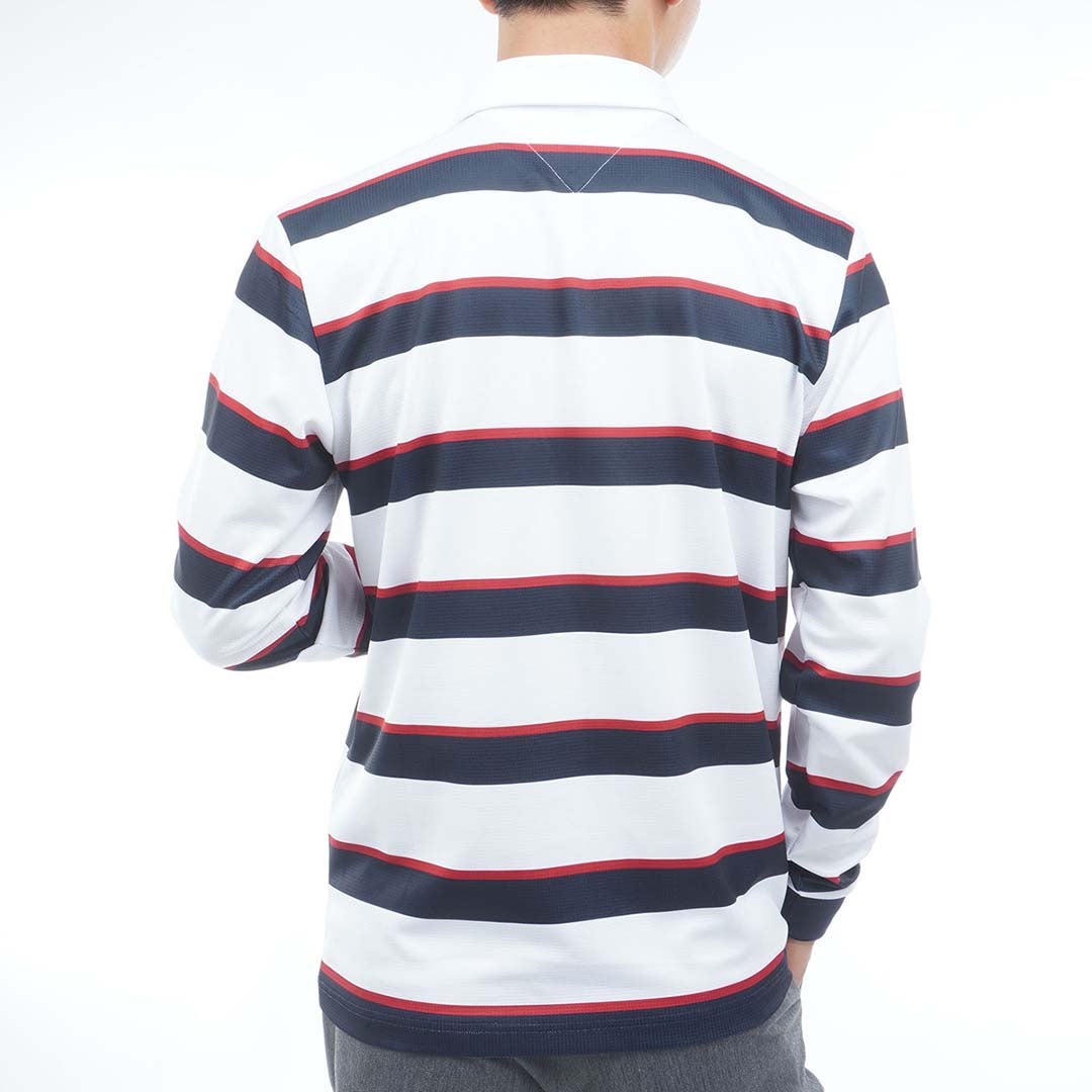 [トミー ヒルフィガー ゴルフ] TOMMY HILFIGER GOLF メンズ ワッフル 袖口リブ 長袖台衿付きシャツ　THMA654　トリコロール　詳細2