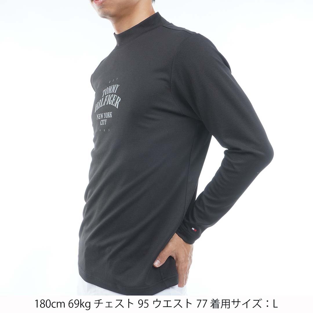 [トミー ヒルフィガー ゴルフ] TOMMY HILFIGER GOLF メンズ ワッフル 長袖モックシャツ　THMA655　ブラック　詳細1