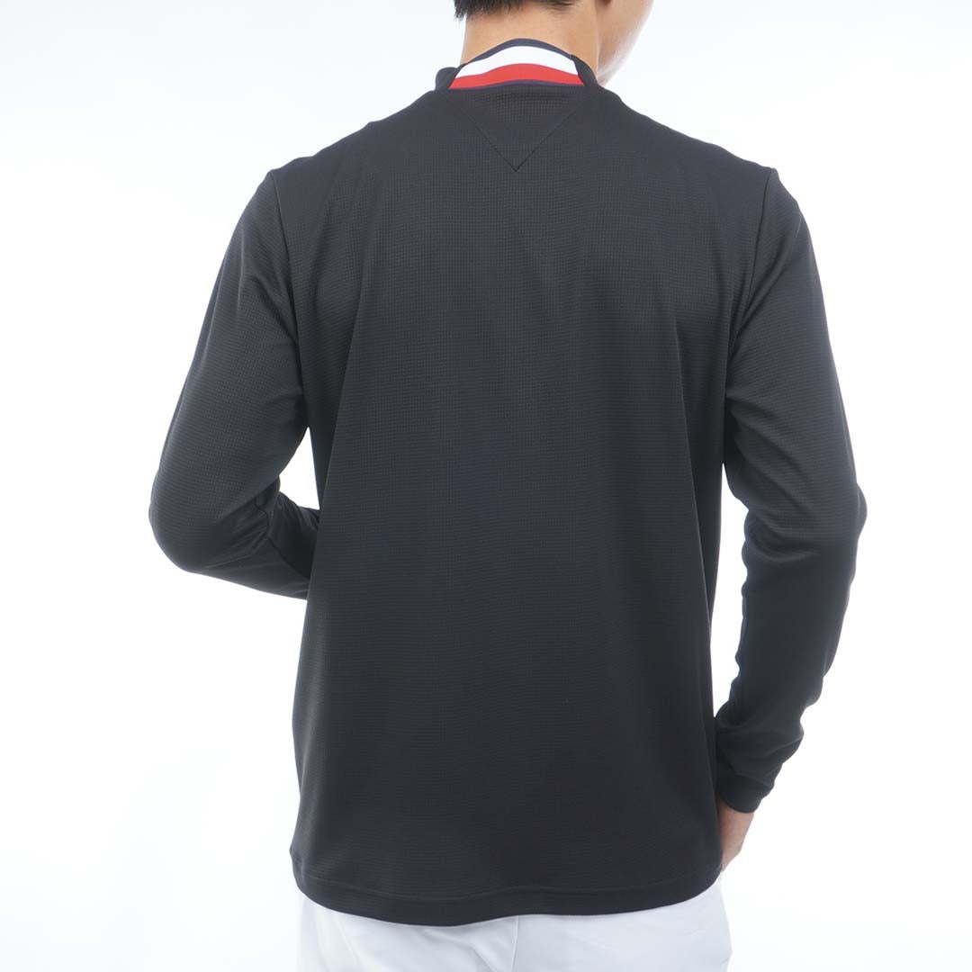 [トミー ヒルフィガー ゴルフ] TOMMY HILFIGER GOLF メンズ ワッフル 長袖モックシャツ　THMA655　ブラック　詳細2
