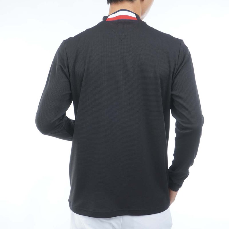 [トミー ヒルフィガー ゴルフ] TOMMY HILFIGER GOLF メンズ ワッフル 長袖モックシャツ　THMA655　ブラック　詳細2