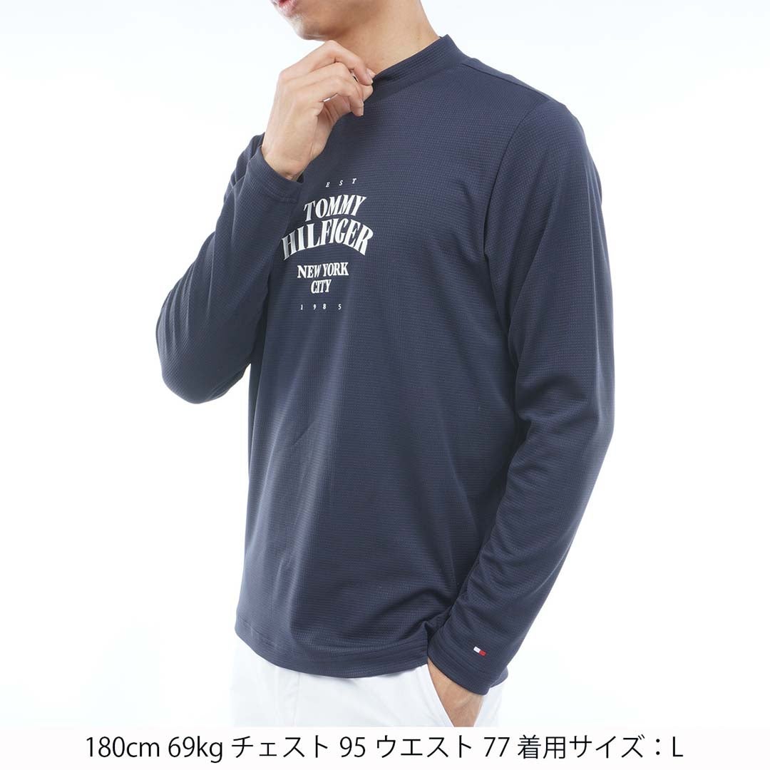 [トミー ヒルフィガー ゴルフ] TOMMY HILFIGER GOLF メンズ ワッフル 長袖モックシャツ　THMA655　ネイビー　詳細1