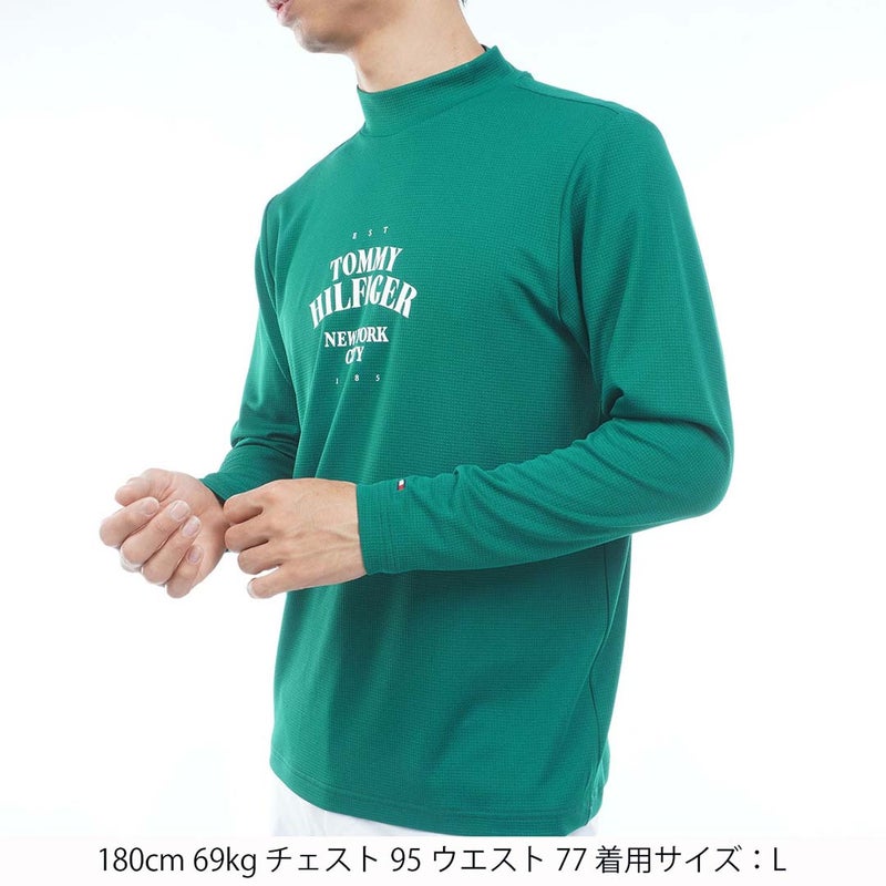 [トミー ヒルフィガー ゴルフ] TOMMY HILFIGER GOLF メンズ ワッフル 長袖モックシャツ　THMA655　グリーン　詳細1
