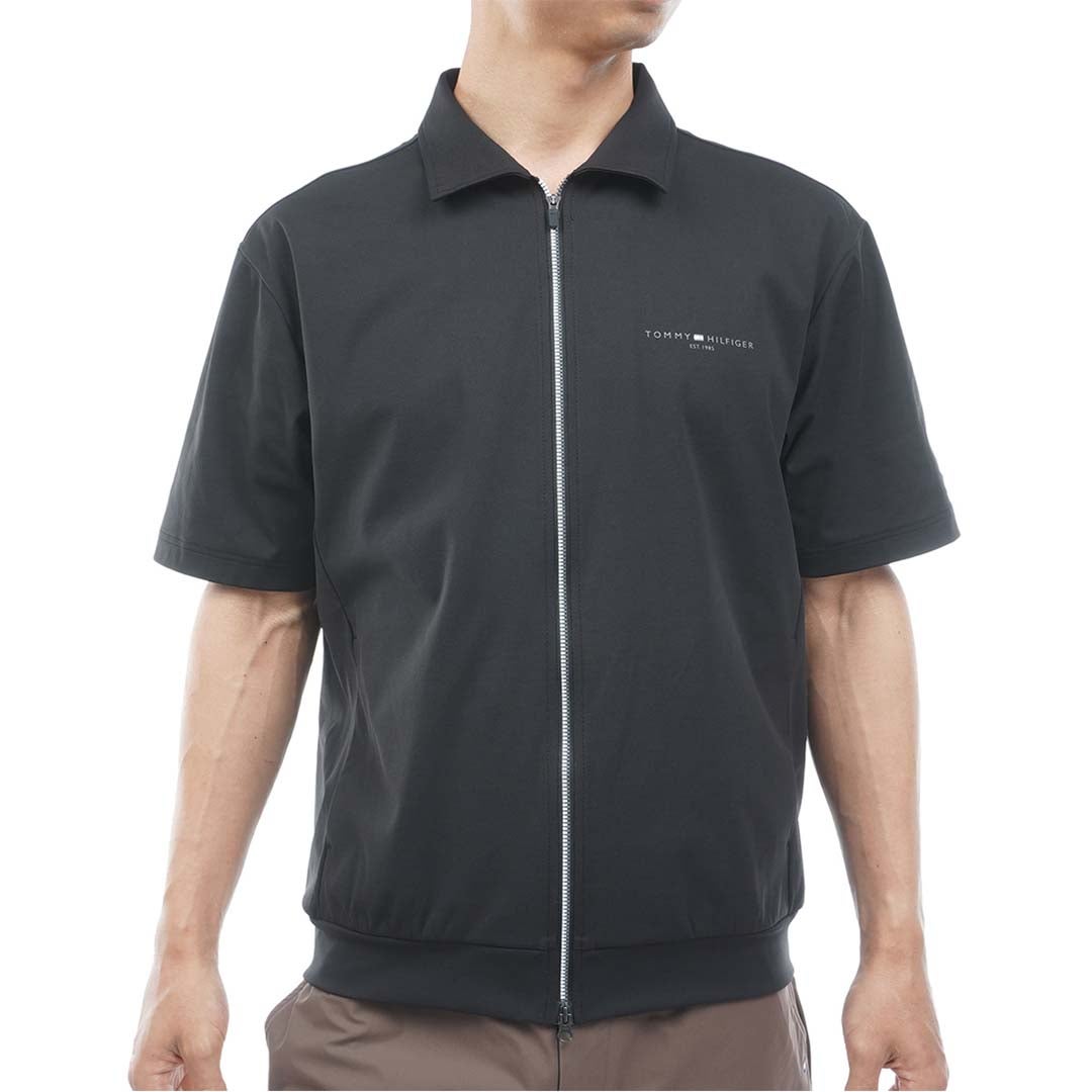 [トミー ヒルフィガー ゴルフ]TOMMY HILFIGER GOLF　メンズ 防風 半袖スウェット ジャケット　ブラック　THMA657　詳細