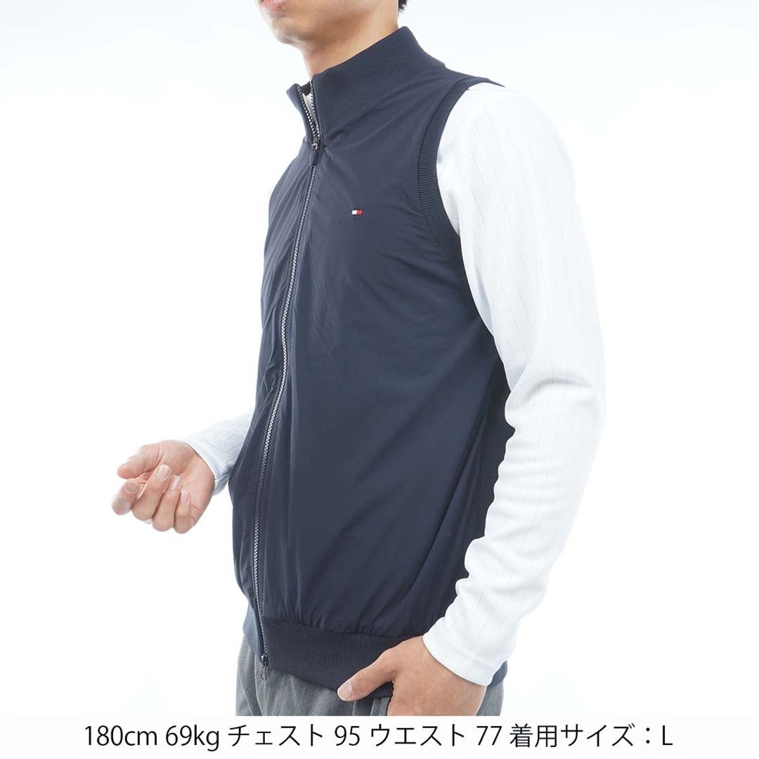 [トミー ヒルフィガー ゴルフ]　TOMMY HILFIGER GOLF　メンズ 撥水 ニットベスト　THMA659　ネイビー　詳細1