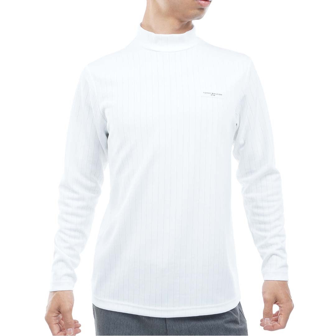 [トミー ヒルフィガー ゴルフ]　TOMMY HILFIGER GOLF　メンズ 針抜きジャガード フラッグモックシャツ　THMA661　ホワイト　詳細1