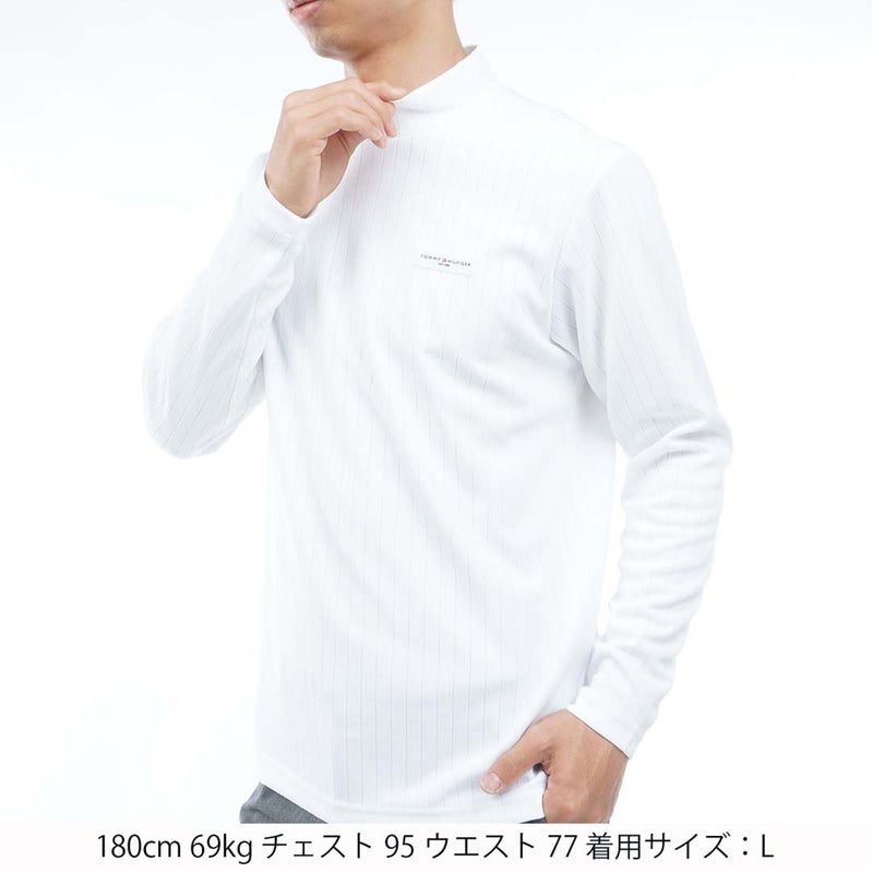 [トミー ヒルフィガー ゴルフ]　TOMMY HILFIGER GOLF　メンズ 針抜きジャガード フラッグモックシャツ　THMA661　ホワイト　詳細2