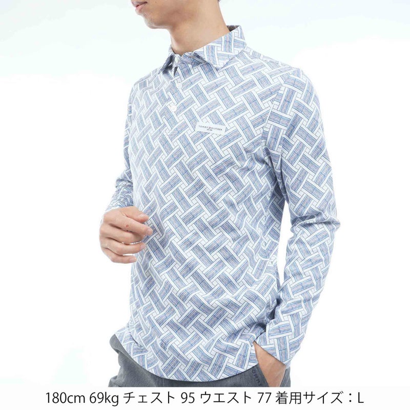 [トミー ヒルフィガー ゴルフ] TOMMY HILFIGER GOLF メンズ 3色ジャガード 長袖台衿付きシャツ　THMA662　ホワイト　詳細1