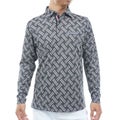 [トミー ヒルフィガー ゴルフ] TOMMY HILFIGER GOLF メンズ 3色ジャガード 長袖台衿付きシャツ　THMA662　ネイビー　詳細