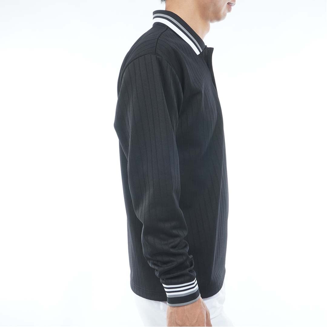 [トミー ヒルフィガー ゴルフ]TOMMY HILFIGER GOLF　メンズ 針抜きジャガード 長袖ポロシャツ　ブラック　THMA663　詳細4