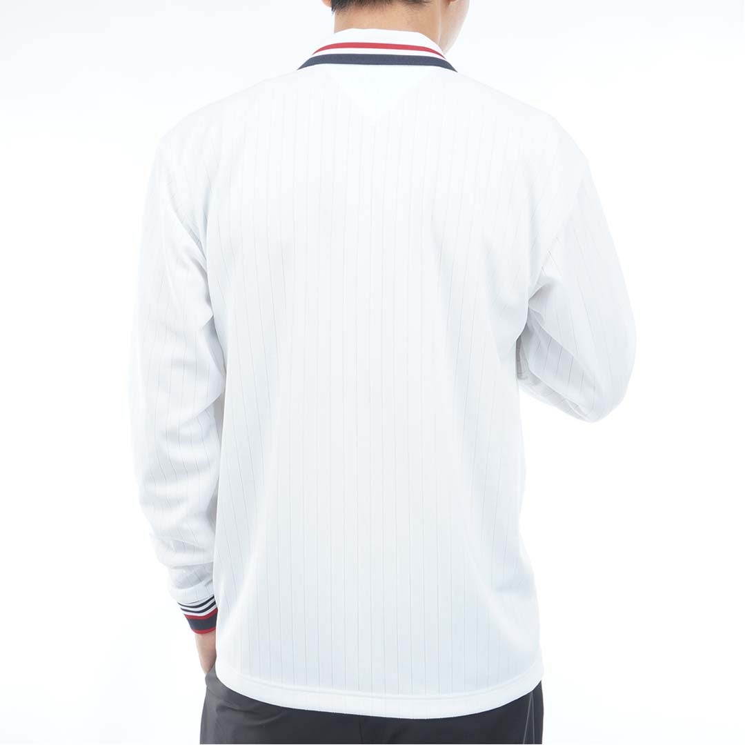 [トミー ヒルフィガー ゴルフ]TOMMY HILFIGER GOLF　メンズ 針抜きジャガード 長袖ポロシャツ　ホワイト　THMA663　詳細2