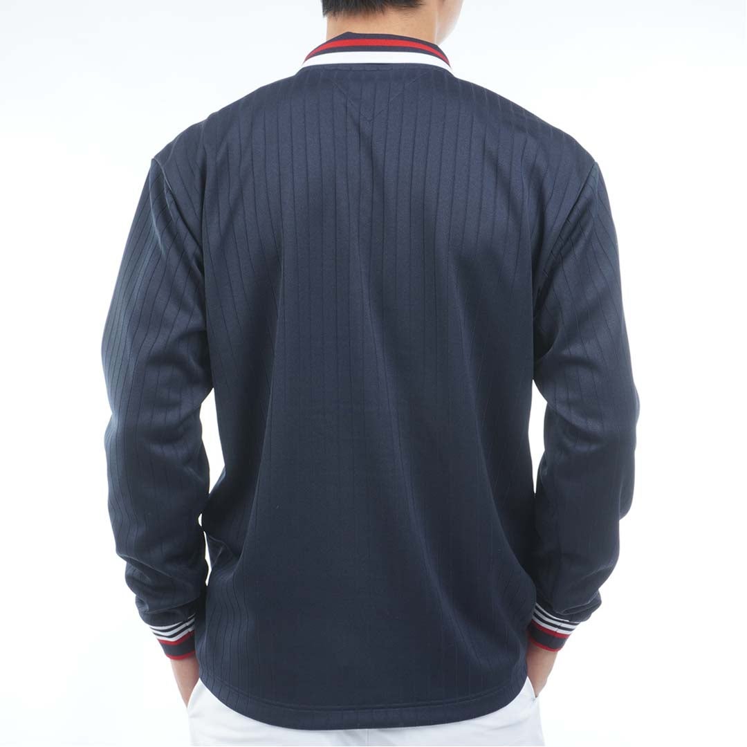 [トミー ヒルフィガー ゴルフ]TOMMY HILFIGER GOLF　メンズ 針抜きジャガード 長袖ポロシャツ　ネイビー　THMA663　詳細2