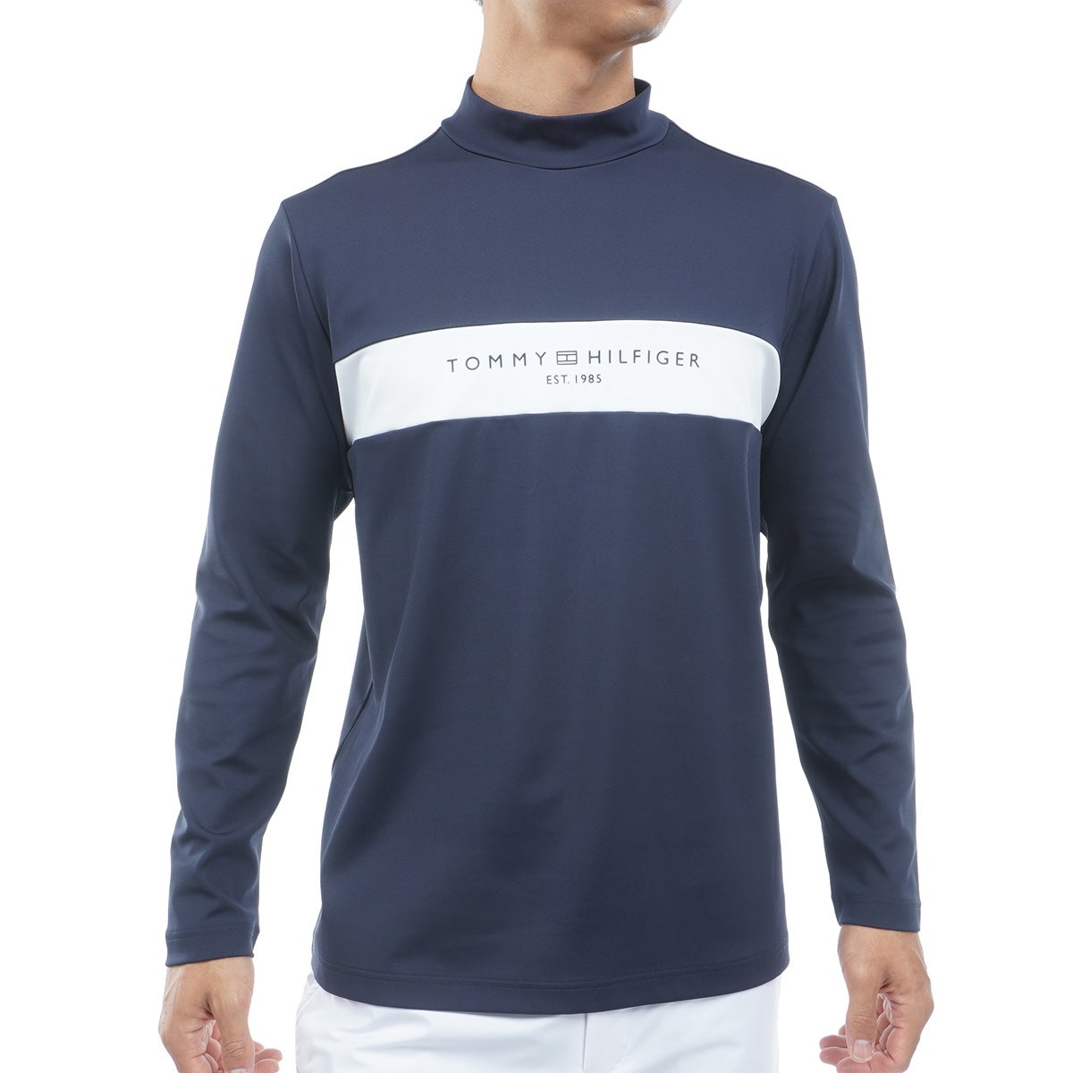 [トミー ヒルフィガー ゴルフ] TOMMY HILFIGER GOLF メンズ ベア天 長袖モックシャツ　THMA664　ホワイト　詳細[トミー ヒルフィガー ゴルフ] TOMMY HILFIGER GOLF メンズ ベア天 長袖モックシャツ　THMA664　ネイビー　詳細