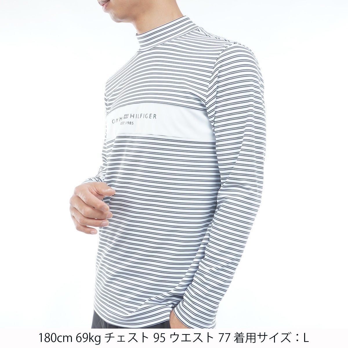 [トミー ヒルフィガー ゴルフ] TOMMY HILFIGER GOLF メンズ ベア天 長袖モックシャツ　THMA664　ホワイト　詳細[トミー ヒルフィガー ゴルフ] TOMMY HILFIGER GOLF メンズ ベア天 長袖モックシャツ　THMA664　マルチ　詳細1