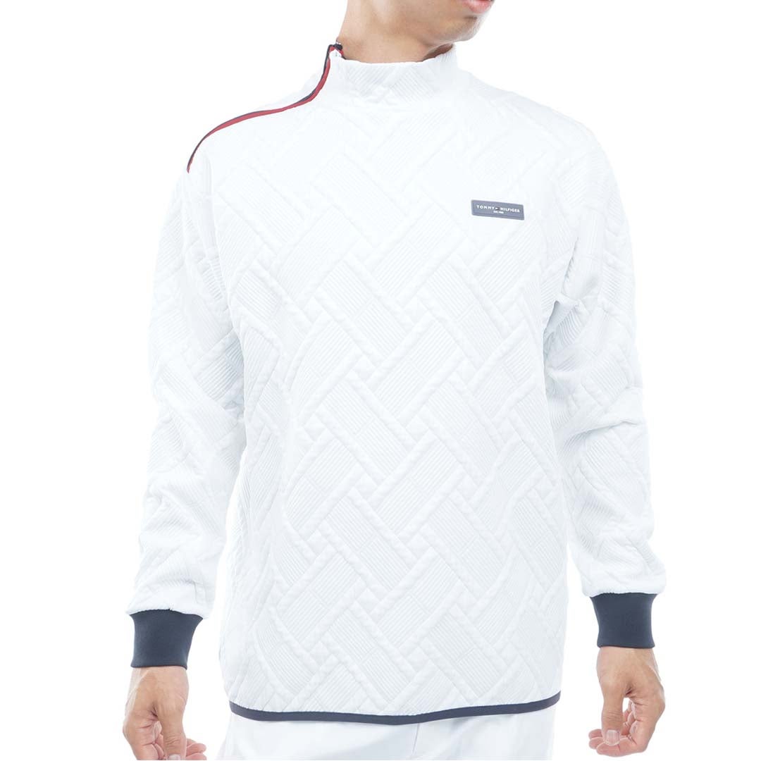  [トミー ヒルフィガー ゴルフ]TOMMY HILFIGER GOLF メンズ キルトジャガード モックスウェット THMA667 ホワイト　詳細
