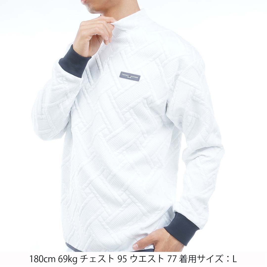  [トミー ヒルフィガー ゴルフ]TOMMY HILFIGER GOLF メンズ キルトジャガード モックスウェット THMA667 ホワイト　詳細1
