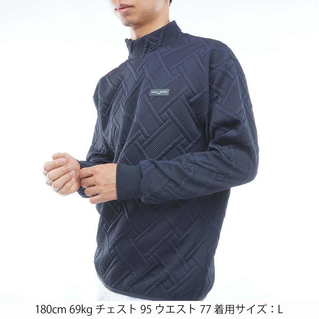 [トミー ヒルフィガー ゴルフ]TOMMY HILFIGER GOLF メンズ キルトジャガード モックスウェット THMA667 ネイビー　詳細1