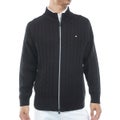 [トミー ヒルフィガー ゴルフ] TOMMY HILFIGER GOLF メンズ ケーブル柄 ニットジャケット　THMA668　ブラック　詳細