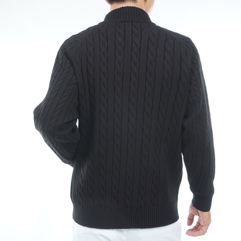 [トミー ヒルフィガー ゴルフ] TOMMY HILFIGER GOLF メンズ ケーブル柄 ニットジャケット　THMA668　ブラック　詳細3