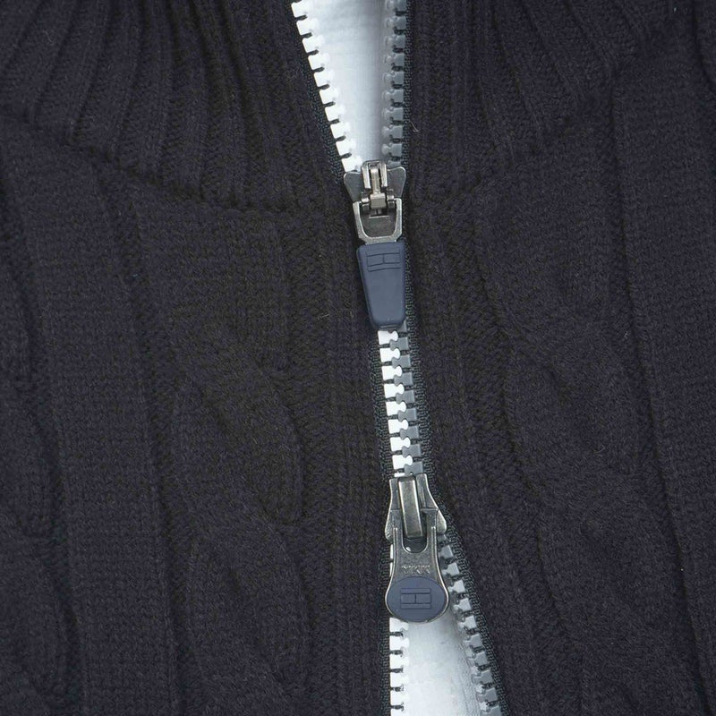 [トミー ヒルフィガー ゴルフ] TOMMY HILFIGER GOLF メンズ ケーブル柄 ニットジャケット　THMA668　ブラック　詳細7