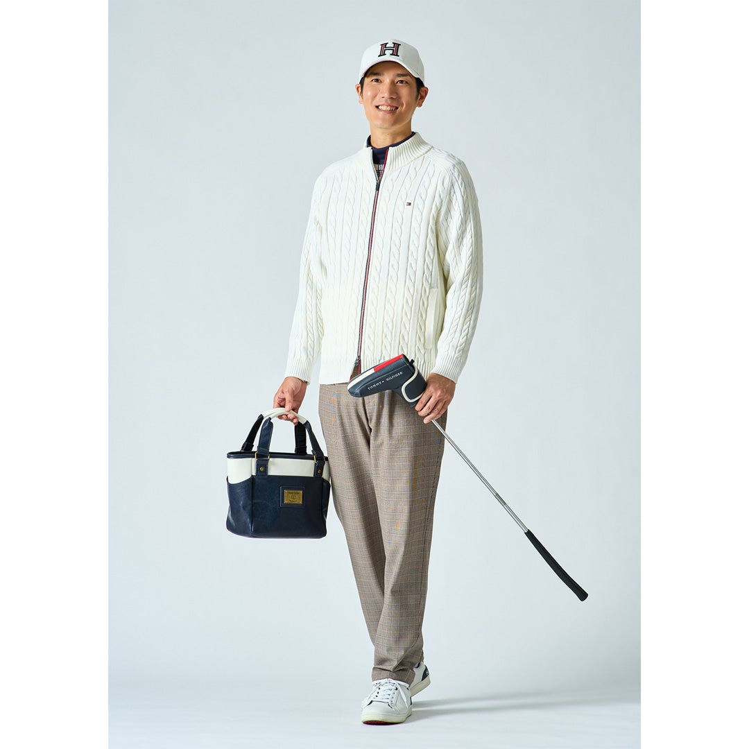 [トミー ヒルフィガー ゴルフ] TOMMY HILFIGER GOLF メンズ ケーブル柄 ニットジャケット　THMA668　詳細1