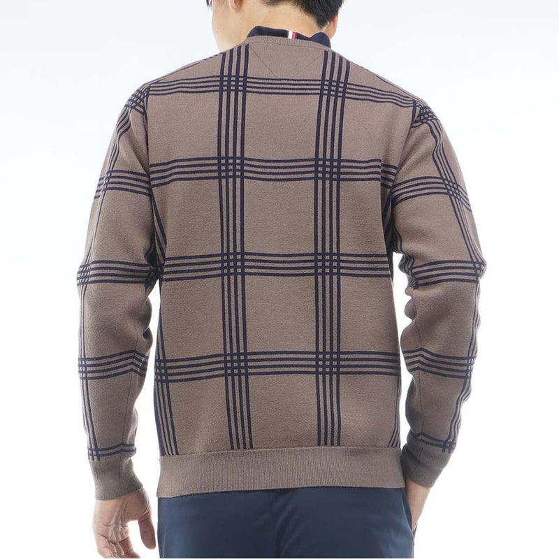 [トミー ヒルフィガー ゴルフ] TOMMY HILFIGER GOLF メンズ チェックジャガード クルーネックニット THMA669 モカ　詳細3