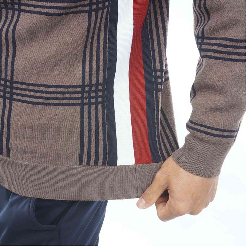 [トミー ヒルフィガー ゴルフ] TOMMY HILFIGER GOLF メンズ チェックジャガード クルーネックニット THMA669 モカ　詳細5