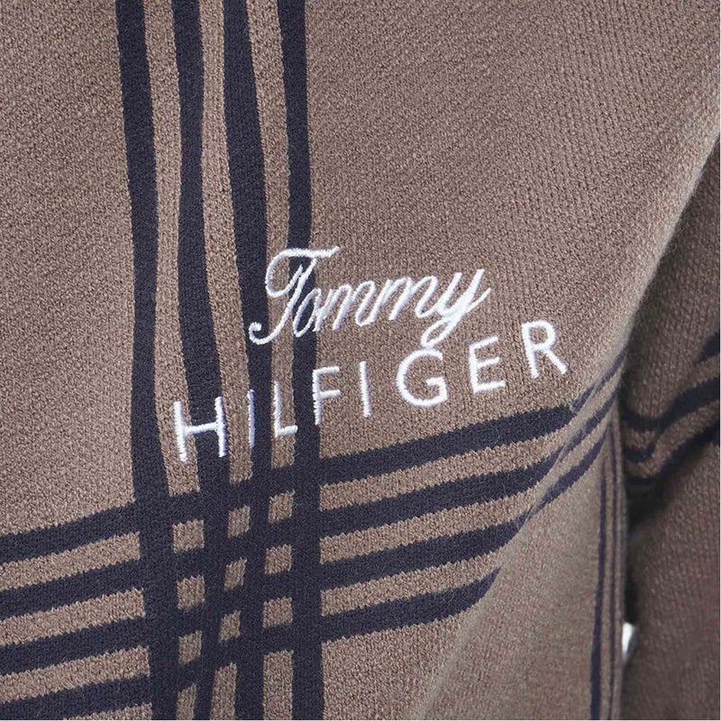 [トミー ヒルフィガー ゴルフ] TOMMY HILFIGER GOLF メンズ チェックジャガード クルーネックニット THMA669 モカ　詳細6