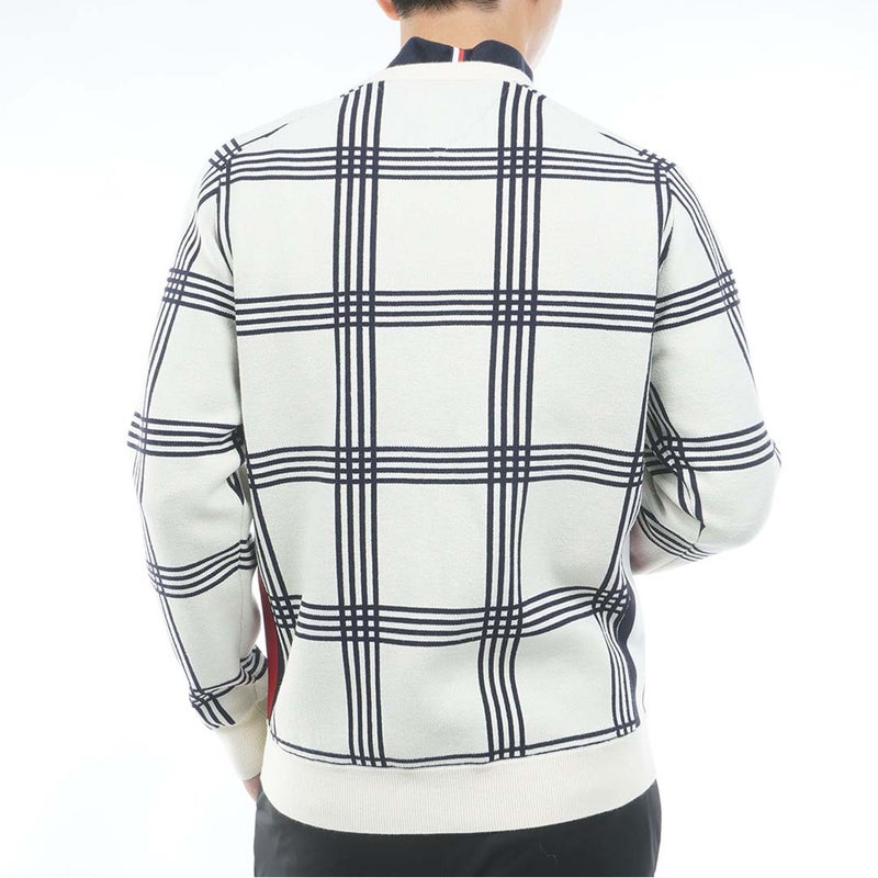 [トミー ヒルフィガー ゴルフ] TOMMY HILFIGER GOLF メンズ チェックジャガード クルーネックニット THMA669 アイボリー　詳細2
