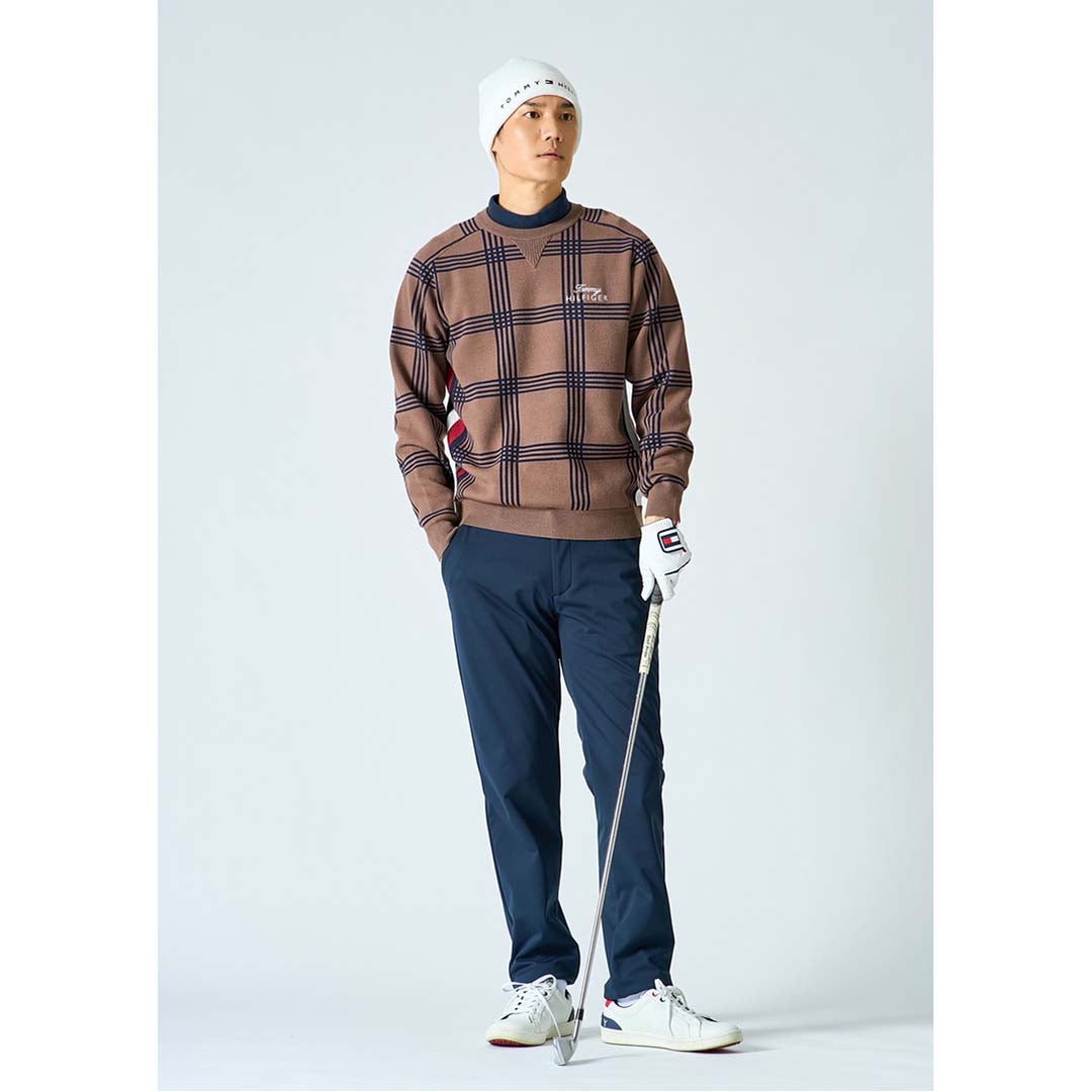 [トミー ヒルフィガー ゴルフ] TOMMY HILFIGER GOLF メンズ チェックジャガード クルーネックニット THMA669 詳細1