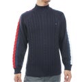 [トミー ヒルフィガー ゴルフ] TOMMY HILFIGER GOLF メンズ ケーブル柄 袖トリコライン ハイネックニット THMA670 ネイビー　詳細