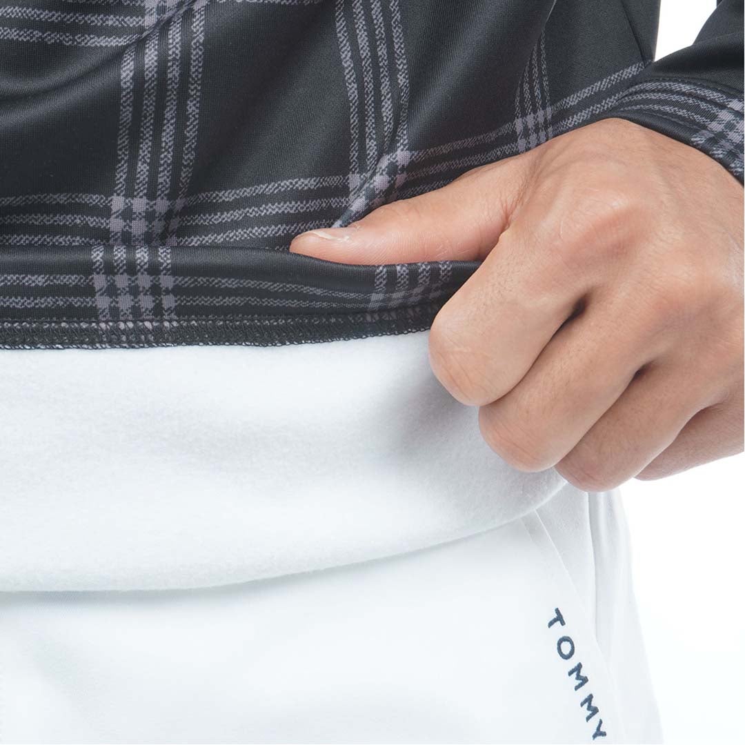 [トミー ヒルフィガー ゴルフ]TOMMY HILFIGER GOLF　メンズ スムース裏起毛 チェック柄 長袖ハイネックシャツ　ブラック　THMA672　詳細8
