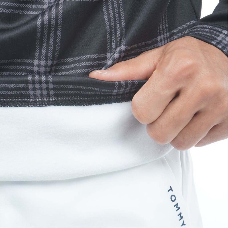 [トミー ヒルフィガー ゴルフ]TOMMY HILFIGER GOLF　メンズ スムース裏起毛 チェック柄 長袖ハイネックシャツ　ブラック　THMA672　詳細8