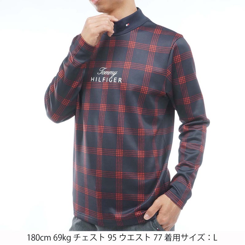 [トミー ヒルフィガー ゴルフ]TOMMY HILFIGER GOLF　メンズ スムース裏起毛 チェック柄 長袖ハイネックシャツ　ネイビー　THMA672　詳細1