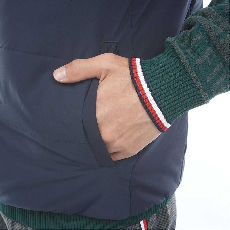  [トミー ヒルフィガー ゴルフ]TOMMY HILFIGER GOLF メンズ ノーカラー 中綿ベスト THMA674 ネイビー　詳細5