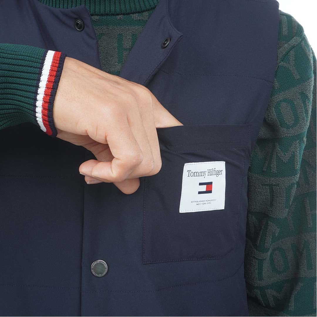  [トミー ヒルフィガー ゴルフ]TOMMY HILFIGER GOLF メンズ ノーカラー 中綿ベスト THMA674 ネイビー　詳細7