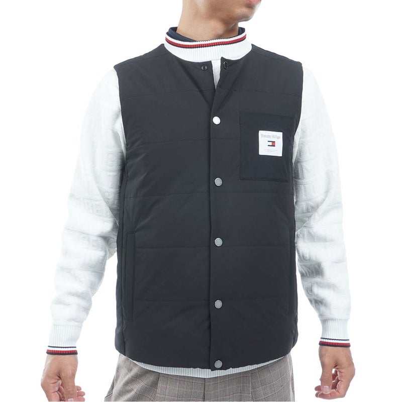  [トミー ヒルフィガー ゴルフ]TOMMY HILFIGER GOLF メンズ ノーカラー 中綿ベスト THMA674 ブラック　詳細