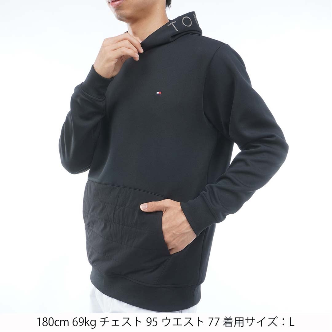  [トミー ヒルフィガー ゴルフ]TOMMY HILFIGER GOLF メンズ ハイブリット ポケット スウェットフーディー THMA677 ブラック　詳細1