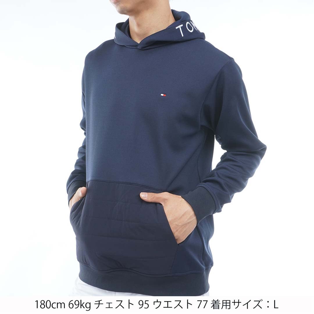  [トミー ヒルフィガー ゴルフ]TOMMY HILFIGER GOLF メンズ ハイブリット ポケット スウェットフーディー THMA677 ネイビー　詳細1