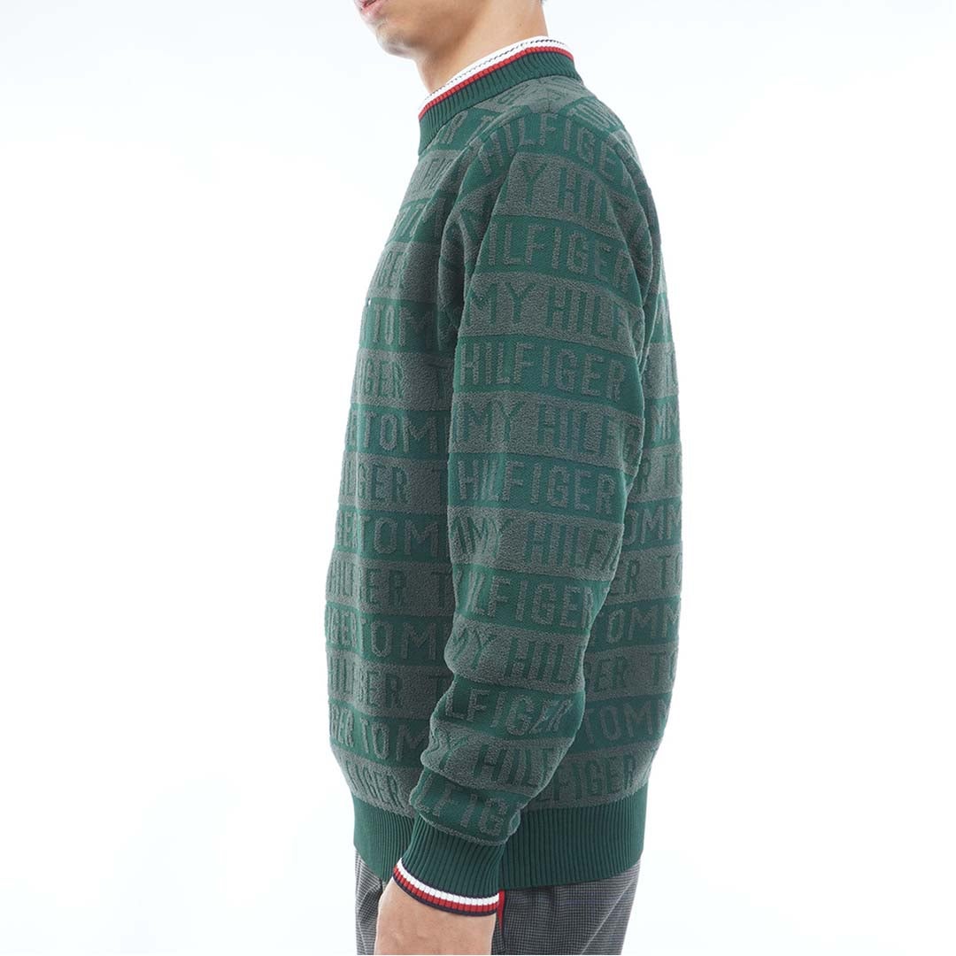 [トミー ヒルフィガー ゴルフ] TOMMY HILFIGER GOLF メンズ ロゴジャガード ハイネックニット THMA679 オリーブ　詳細2