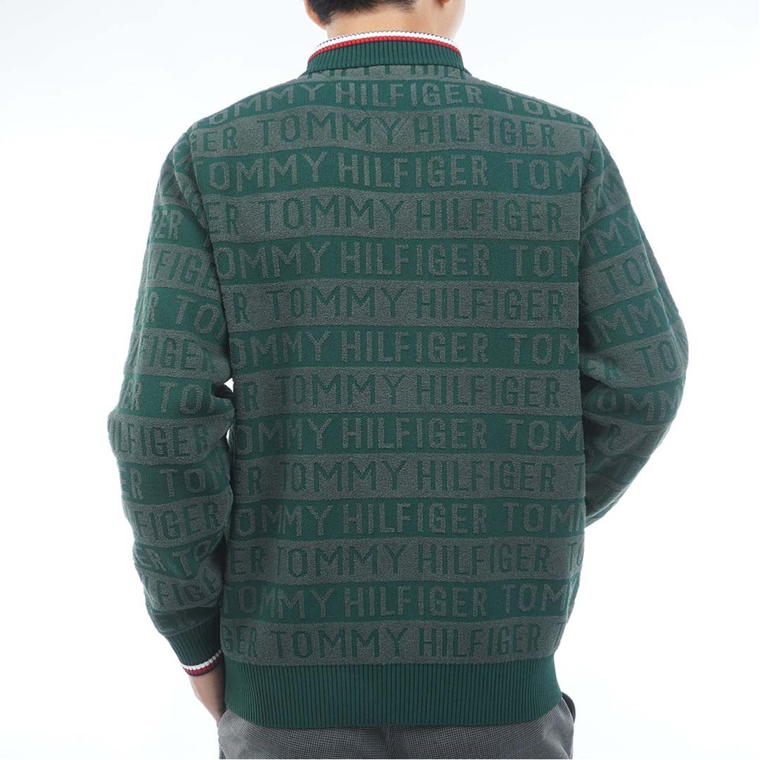[トミー ヒルフィガー ゴルフ] TOMMY HILFIGER GOLF メンズ ロゴジャガード ハイネックニット THMA679 オリーブ　詳細3