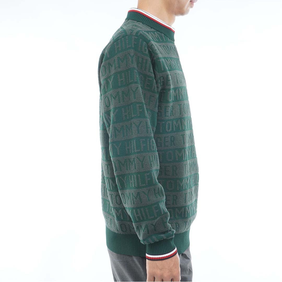 [トミー ヒルフィガー ゴルフ] TOMMY HILFIGER GOLF メンズ ロゴジャガード ハイネックニット THMA679 オリーブ　詳細4