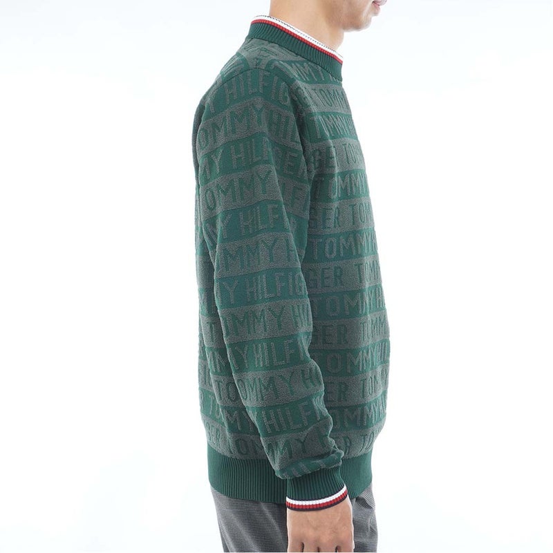 [トミー ヒルフィガー ゴルフ] TOMMY HILFIGER GOLF メンズ ロゴジャガード ハイネックニット THMA679 オリーブ　詳細4
