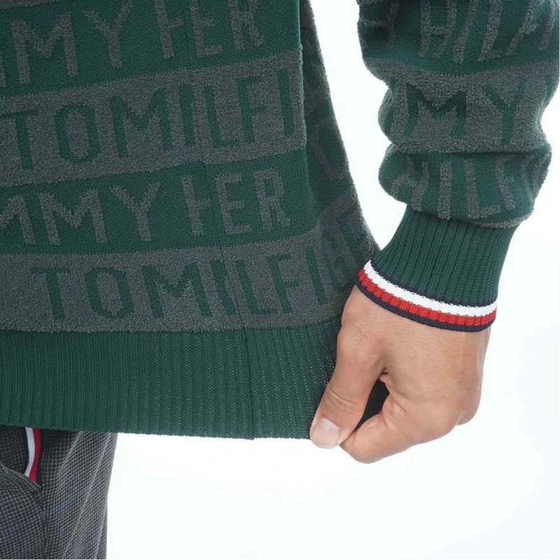 [トミー ヒルフィガー ゴルフ] TOMMY HILFIGER GOLF メンズ ロゴジャガード ハイネックニット THMA679 オリーブ　詳細5
