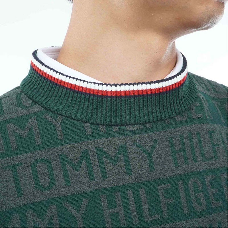 [トミー ヒルフィガー ゴルフ] TOMMY HILFIGER GOLF メンズ ロゴジャガード ハイネックニット THMA679 オリーブ　詳細6