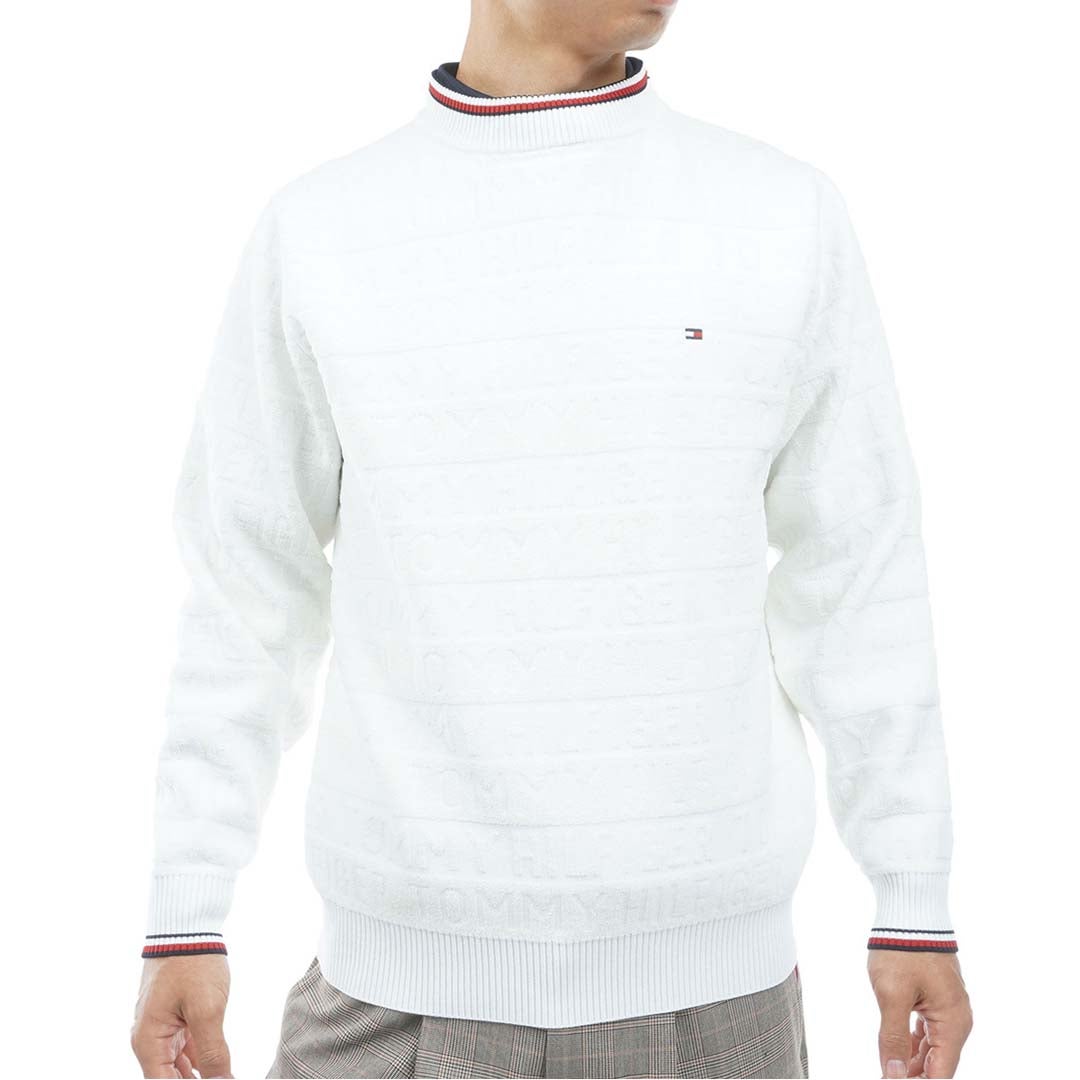 [トミー ヒルフィガー ゴルフ] TOMMY HILFIGER GOLF メンズ ロゴジャガード ハイネックニット THMA679 オフホワイト　詳細